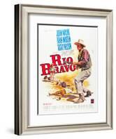 RIO BRAVO, John Wayne on French poster art, 1959.-null-Framed Art Print