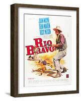 RIO BRAVO, John Wayne on French poster art, 1959.-null-Framed Art Print