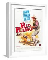 RIO BRAVO, John Wayne on French poster art, 1959.-null-Framed Art Print