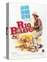 RIO BRAVO, John Wayne on French poster art, 1959.-null-Stretched Canvas