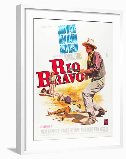 RIO BRAVO, John Wayne on French poster art, 1959.-null-Framed Art Print