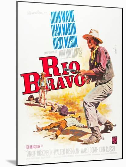 RIO BRAVO, John Wayne on French poster art, 1959.-null-Mounted Art Print