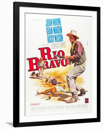 RIO BRAVO, John Wayne on French poster art, 1959.-null-Framed Art Print