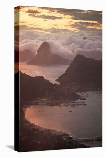 Rio De Janeiro at Sunset with Sugar Loaf and Christ the Redeemer From Niteroi-Alex Saberi-Stretched Canvas