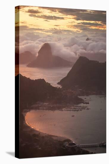 Rio De Janeiro at Sunset with Sugar Loaf and Christ the Redeemer From Niteroi-Alex Saberi-Stretched Canvas