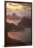 Rio De Janeiro at Sunset with Sugar Loaf and Christ the Redeemer From Niteroi-Alex Saberi-Framed Photographic Print