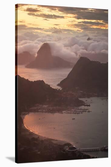 Rio De Janeiro at Sunset with Sugar Loaf and Christ the Redeemer From Niteroi-Alex Saberi-Stretched Canvas