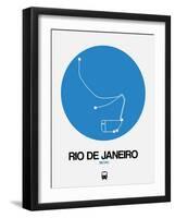 Rio De Janeiro Blue Subway Map-NaxArt-Framed Art Print