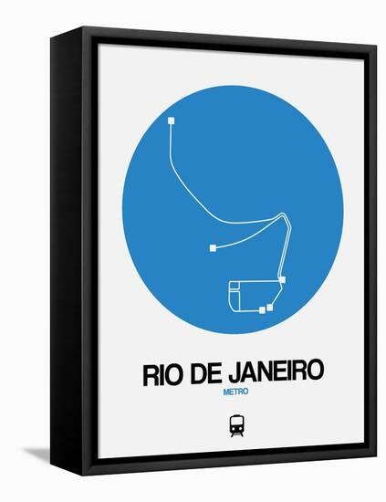 Rio De Janeiro Blue Subway Map-NaxArt-Framed Stretched Canvas