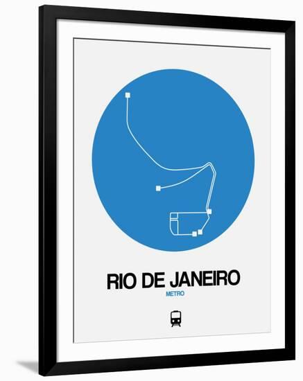 Rio De Janeiro Blue Subway Map-NaxArt-Framed Art Print