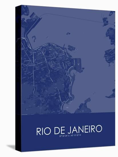 Rio de Janeiro, Brazil Blue Map-null-Stretched Canvas