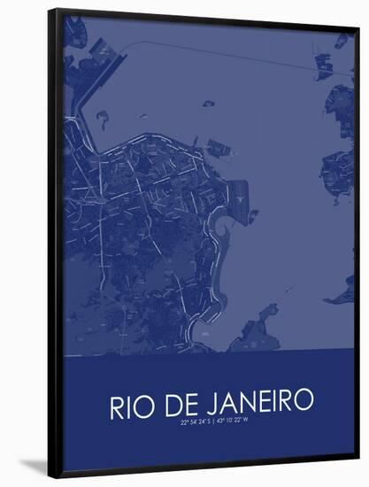 Rio de Janeiro, Brazil Blue Map-null-Framed Poster