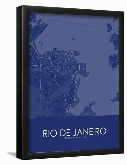 Rio de Janeiro, Brazil Blue Map-null-Framed Poster