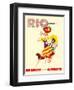 Rio de Janeiro, Brazil, Brazilian Drummer and Dancer with Castanets, Braniff International Airways-null-Framed Art Print