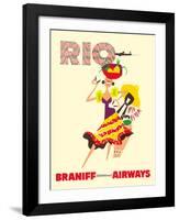 Rio de Janeiro, Brazil, Brazilian Drummer and Dancer with Castanets, Braniff International Airways-null-Framed Giclee Print