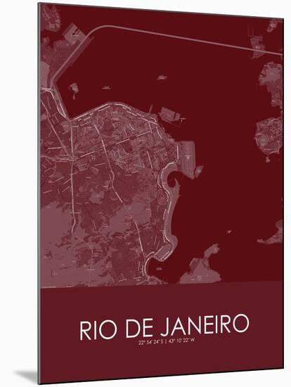 Rio de Janeiro, Brazil Red Map-null-Mounted Poster