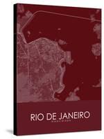 Rio de Janeiro, Brazil Red Map-null-Stretched Canvas