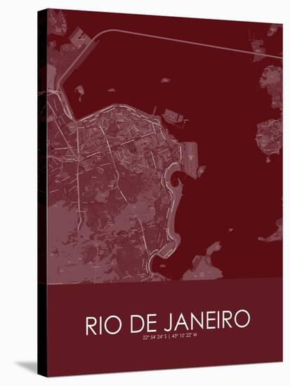 Rio de Janeiro, Brazil Red Map-null-Stretched Canvas