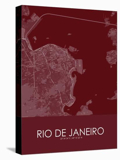 Rio de Janeiro, Brazil Red Map-null-Stretched Canvas