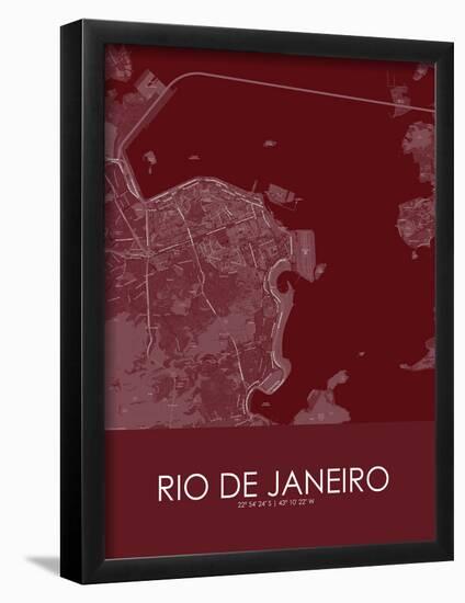 Rio de Janeiro, Brazil Red Map-null-Framed Poster