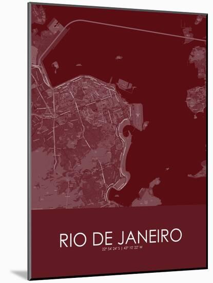Rio de Janeiro, Brazil Red Map-null-Mounted Poster