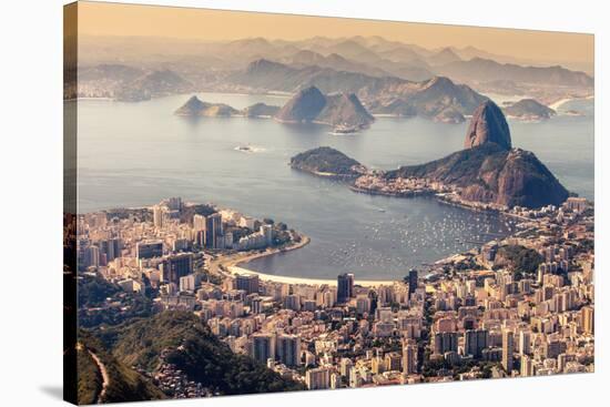 Rio De Janeiro, Brazil. Suggar Loaf and Botafogo Beach Viewed from Corcovado-Curioso Travel Photography-Stretched Canvas