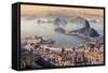 Rio De Janeiro, Brazil. Suggar Loaf and Botafogo Beach Viewed from Corcovado-Curioso Travel Photography-Framed Stretched Canvas