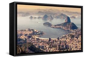 Rio De Janeiro, Brazil. Suggar Loaf and Botafogo Beach Viewed from Corcovado-Curioso Travel Photography-Framed Stretched Canvas