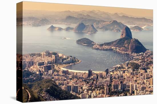 Rio De Janeiro, Brazil. Suggar Loaf and Botafogo Beach Viewed from Corcovado-Curioso Travel Photography-Stretched Canvas