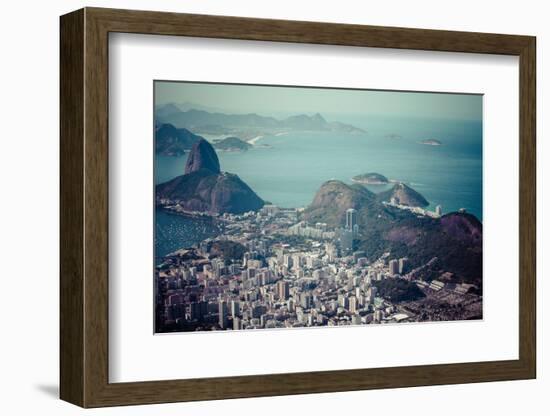 Rio De Janeiro, Brazil. Suggar Loaf and Botafogo Beach Viewed from Corcovado-Curioso Travel Photography-Framed Photographic Print