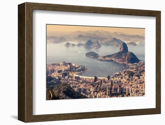 Rio De Janeiro, Brazil. Suggar Loaf and Botafogo Beach Viewed from Corcovado-Curioso Travel Photography-Framed Photographic Print