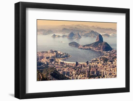 Rio De Janeiro, Brazil. Suggar Loaf and Botafogo Beach Viewed from Corcovado-Curioso Travel Photography-Framed Photographic Print