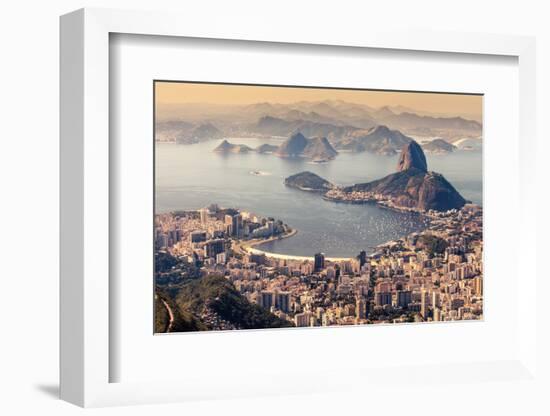 Rio De Janeiro, Brazil. Suggar Loaf and Botafogo Beach Viewed from Corcovado-Curioso Travel Photography-Framed Photographic Print