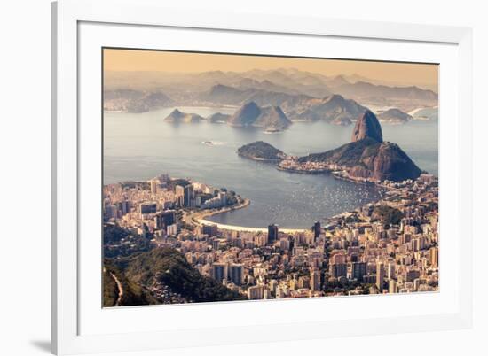 Rio De Janeiro, Brazil. Suggar Loaf and Botafogo Beach Viewed from Corcovado-Curioso Travel Photography-Framed Photographic Print