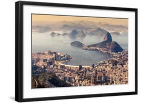 Rio De Janeiro, Brazil. Suggar Loaf and Botafogo Beach Viewed from Corcovado-Curioso Travel Photography-Framed Photographic Print