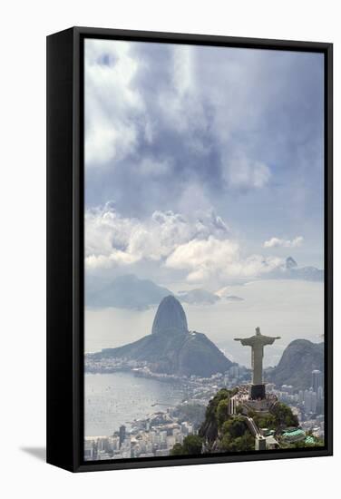 Rio De Janeiro Landscape Showing Corcovado, the Christ and the Sugar Loaf, Rio De Janeiro, Brazil-Alex Robinson-Framed Stretched Canvas