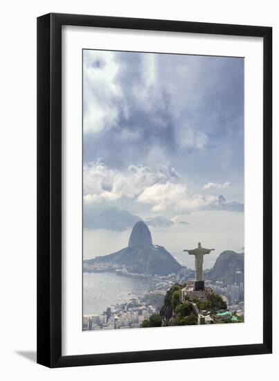 Rio De Janeiro Landscape Showing Corcovado, the Christ and the Sugar Loaf, Rio De Janeiro, Brazil-Alex Robinson-Framed Premium Photographic Print