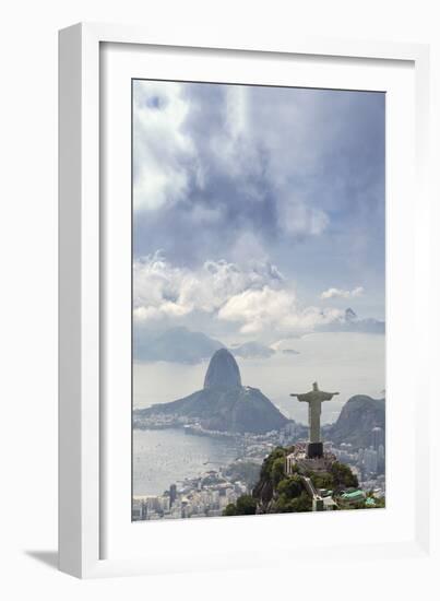 Rio De Janeiro Landscape Showing Corcovado, the Christ and the Sugar Loaf, Rio De Janeiro, Brazil-Alex Robinson-Framed Photographic Print