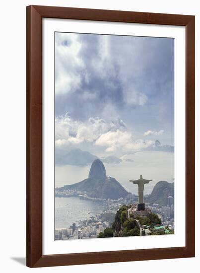 Rio De Janeiro Landscape Showing Corcovado, the Christ and the Sugar Loaf, Rio De Janeiro, Brazil-Alex Robinson-Framed Photographic Print