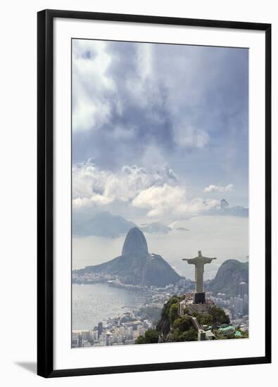 Rio De Janeiro Landscape Showing Corcovado, the Christ and the Sugar Loaf, Rio De Janeiro, Brazil-Alex Robinson-Framed Premium Photographic Print