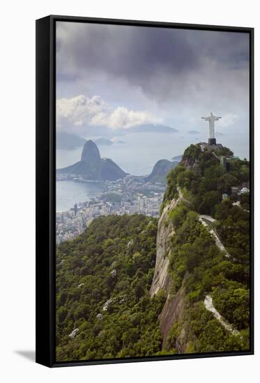 Rio De Janeiro Landscape Showing Corcovado, the Christ and the Sugar Loaf, Rio De Janeiro, Brazil-Alex Robinson-Framed Stretched Canvas