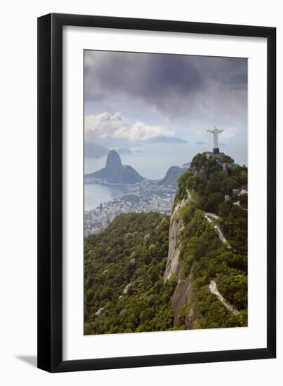 Rio De Janeiro Landscape Showing Corcovado, the Christ and the Sugar Loaf, Rio De Janeiro, Brazil-Alex Robinson-Framed Photographic Print