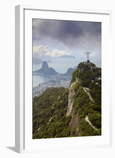 Rio De Janeiro Landscape Showing Corcovado, the Christ and the Sugar Loaf, Rio De Janeiro, Brazil-Alex Robinson-Framed Photographic Print