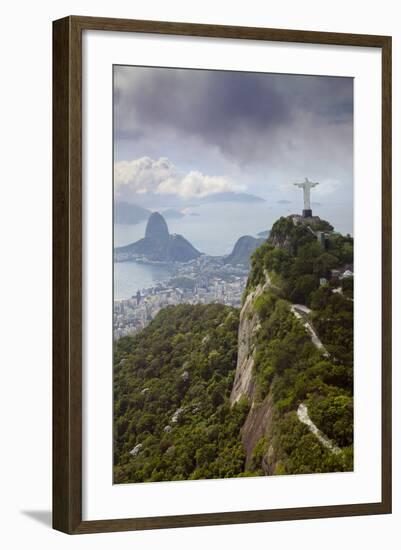 Rio De Janeiro Landscape Showing Corcovado, the Christ and the Sugar Loaf, Rio De Janeiro, Brazil-Alex Robinson-Framed Photographic Print