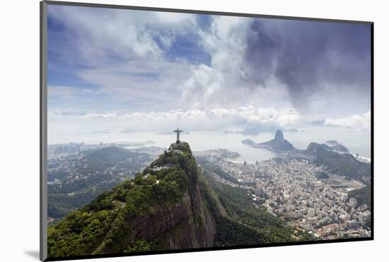 Rio De Janeiro Landscape Showing Corcovado, the Christ and the Sugar Loaf, Rio De Janeiro, Brazil-Alex Robinson-Mounted Photographic Print