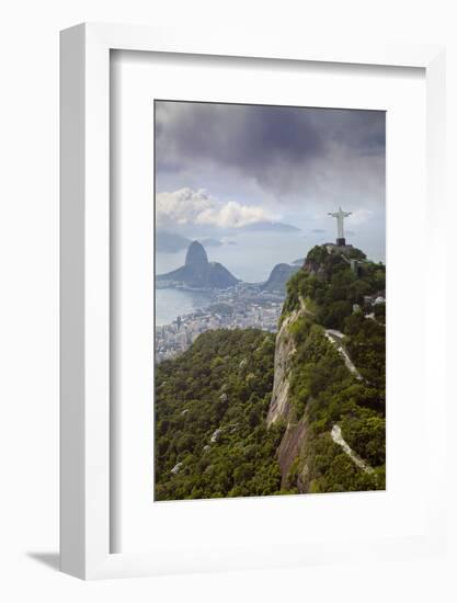 Rio De Janeiro Landscape Showing Corcovado, the Christ and the Sugar Loaf, Rio De Janeiro, Brazil-Alex Robinson-Framed Photographic Print