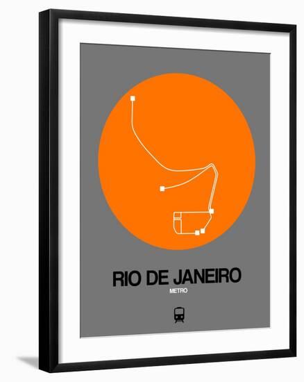 Rio De Janeiro Orange Subway Map-NaxArt-Framed Art Print