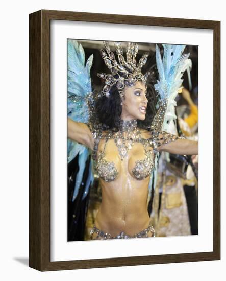 Rio De Janeiro, Rio De Janeiro City, Fabia Borges of the Imperio Da Tijuca Samba School at Carnival-Alex Robinson-Framed Photographic Print