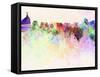 Rio De Janeiro Skyline in Watercolor Background-paulrommer-Framed Stretched Canvas