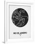 Rio de Janeiro Street Map Black on White-NaxArt-Framed Art Print